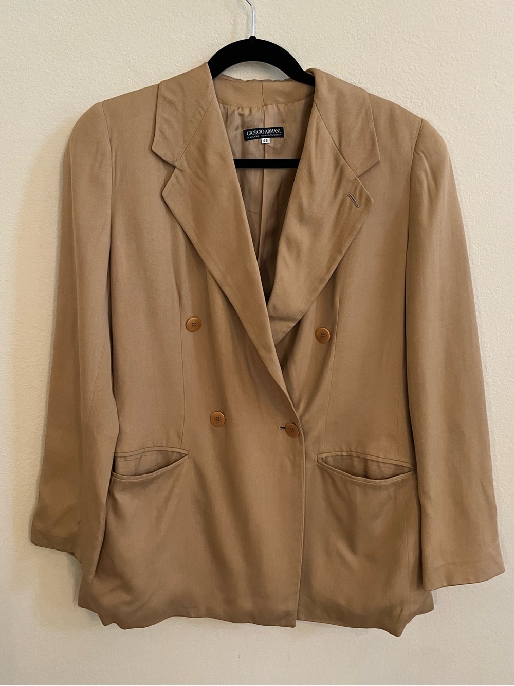 Giorgio Armani Black Label A Milano Borgonuovo 21 Vintage Camel Blazer Sz 42 EUC